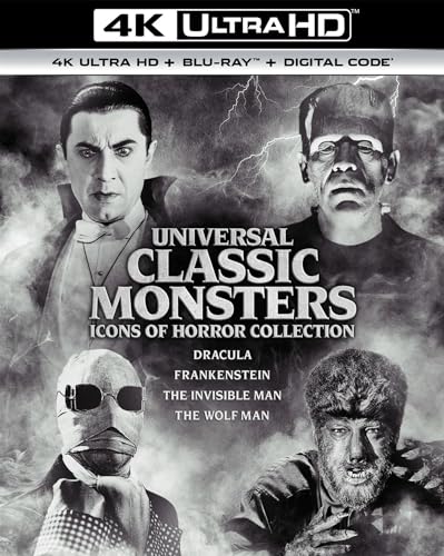 Universal Classic Monsters: Icons of Horror Collection: Dracula / Frankenstein / The Invisible Man / The Wolf Man [4xBlu-Ray 4K]+[4xBlu-Ray] (English audio. English subtitles)